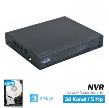 4K 32 Kanal Network Video 2×8 TB XMeye NVR IP Kamera Güvenlik Kayıt Cihazı AV-NVR32
