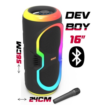 Platoon PL-4145 BT USB SD AUX 16 İNÇ Mikrofonlu Anfi Yüksek SES Taşınabilir RGB Işıklı Hoparlör