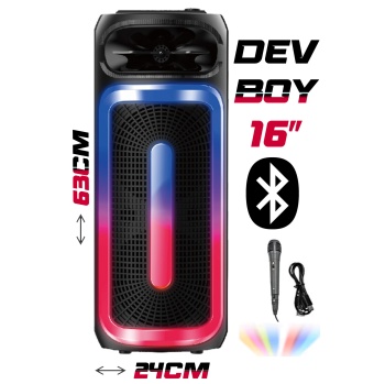 Platoon PL-8219 BT USB SD AUX 16 İNÇ Mikrofonlu Anfi Yüksek SES Taşınabilir RGB Işıklı Hoparlör