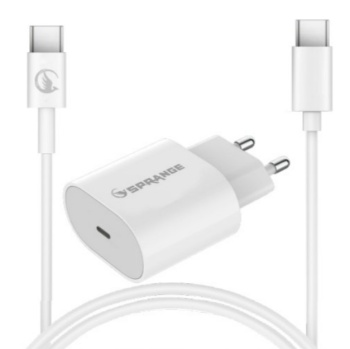 Sprange P-T18 25W USB-C PD Hızlı Şarj Başlık ve Data Kablosu