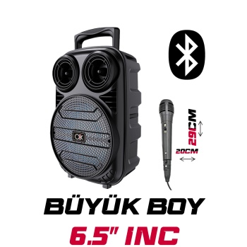 Platoon PL-612  BT USB SD AUX 6.5 İNÇ Mikrofonlu Anfi Yüksek SES Taşınabilir RGB Işıklı Hoparlör