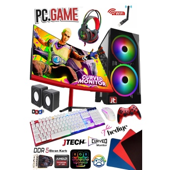 J-TECH Dream i5-3470 3.60GHz 16GB RAM 256GB SSD GDDR5 R7240 4GB 24 Curved Oyuncu Bilgisayarı