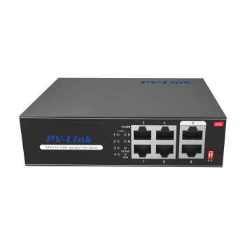 PG H0164PLS 4 Port 10/100Mbps PoE Switch 2 Uplink - 4 Port PoE Switch 65W Watt