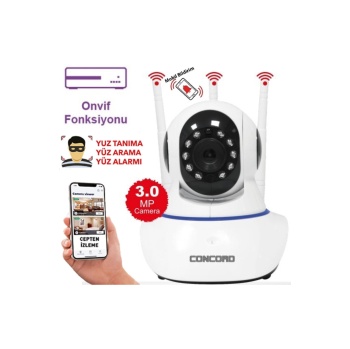 Concord C-630 3.0MP 360 Wi-Fi IP Kamera Türkçe Uygulamalı Bebek Kamerası Android iOS