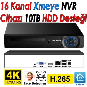 J-TECH 4K 16 Kanal Network Video 8MP 10TB XMeye NVR IP Kamera Güvenlik Kayıt Cihazı J-O16NVR