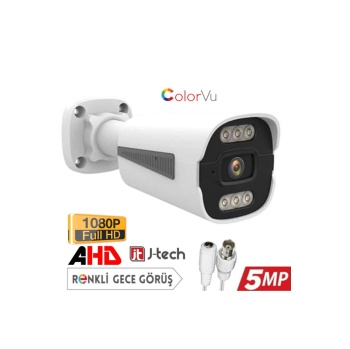 J-TECH 3060 5MP SONY LENS Gece Gündüz Renkli Warm Light 1080P AHD Güvenlik Kamera