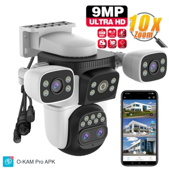 O-KAM APP 3 Kamera 10X Zoom 12MP 360° Renkli Gece Görüş Sesli Görüşme Sirenli Wi-Fi Akıllı Kamera