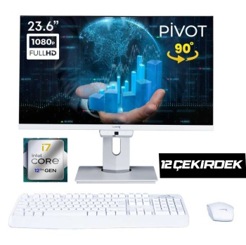 Turbox A12900 i7-1265U 4.80GHz 12 Çekirdek 16GB RAM 512GB SSD 24 Pivot Webcam WiFi All in One Bilgisayar