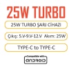 Techson TC14-25TT 25W PD Ultra Turbo Fast Hızlı Qualcomm Quick Charge 3.0 Type-C Kablolu Şarj Seti