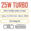 Techson T15S-C25 25W PD Ultra Turbo Fast Hızlı Qualcomm Quick Charge 3.0 Şarj Başlık Kafa