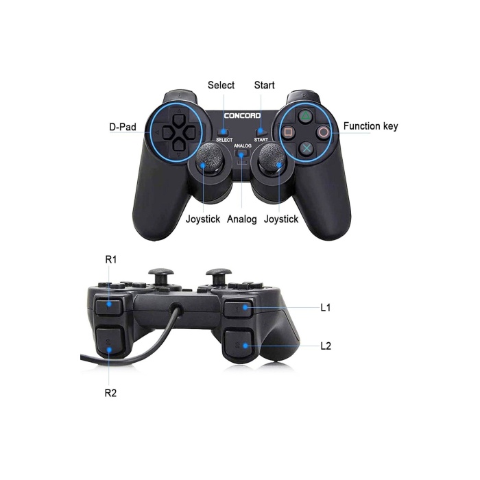 Concord W09 PC Uyumlu Joystick Titresimli + PUBG Oyuncu Nişan Ateş Tetik Çift C-850+PUBG W09 Hediye