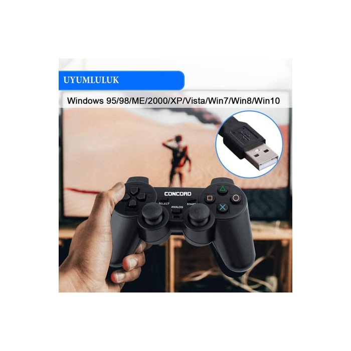 Concord W09 PC Uyumlu Joystick Titresimli + PUBG Oyuncu Nişan Ateş Tetik Çift C-850+PUBG W09 Hediye