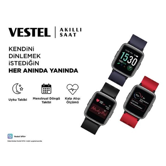 Vestel Akıllı Saat Mavi -Siyah Kordon hediyeli Vestel Türkiye Garantili