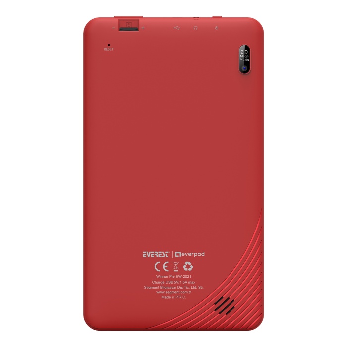 Everest WİNNER PRO Wifi+BT 2*Kamera 7 LCD Ekran A100 Quard Core 2GB+16GB And.10 OS Tablet PC -Kırmızı