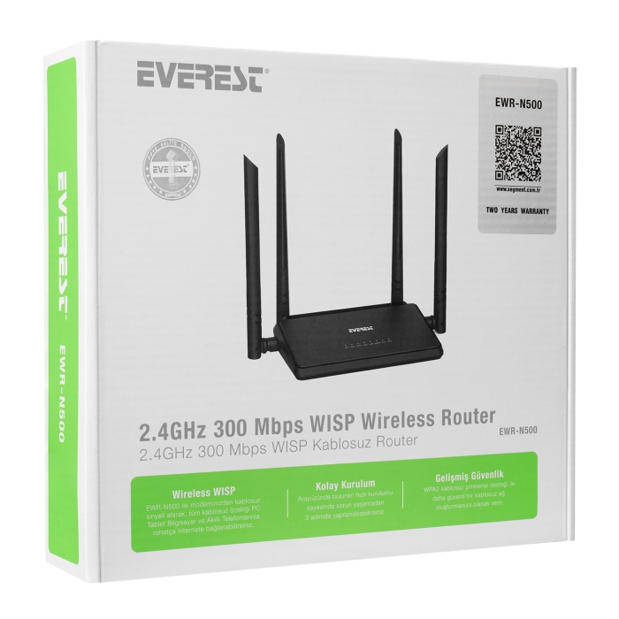 Everest EWR-N500 300Mbps WISP Repeater+Access Point+Bridge Kablosuz Router