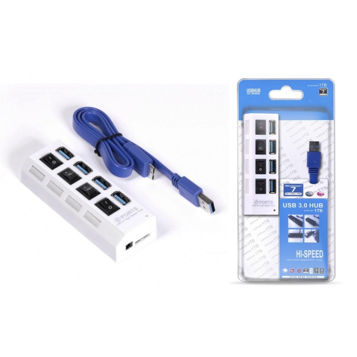 Platoon PL-5708 4 Port Usb 3.0 Çoklayıcı Hub Anahtarlı Işıklı On Off Düğmeli
