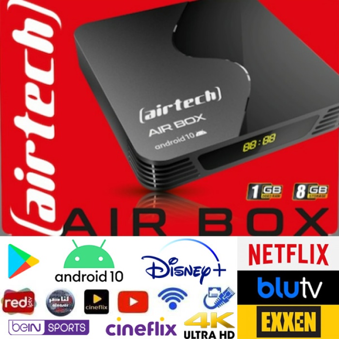 Airtech 4K AİRBOX Mediabox 4K Ultra HD Android 10 TV Box MyBox Netflix Youtube