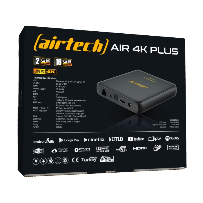 Airtech 4K PLUS 2GB/16GB Mediabox 4K Ultra HD Android 9 TV Box MyBox Netflix Youtube