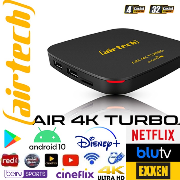 Airtech 4K TURBO 4GB/32GB Mediabox 4K Ultra HD Android 9 TV Box MyBox Netflix Youtube