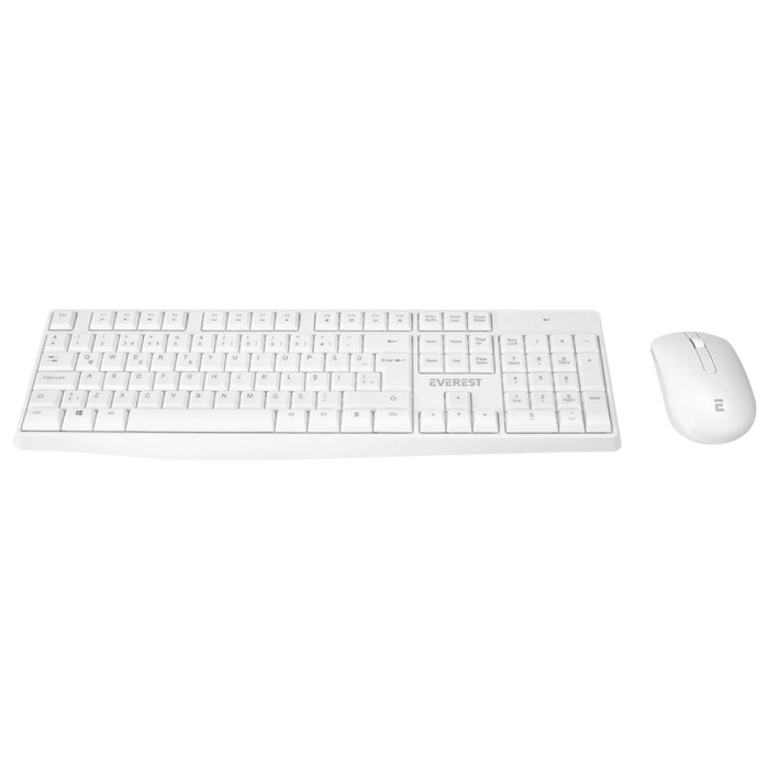 Everest KM-7500 Beyaz Kablosuz Q Multimedia Klavye + Mouse Set TR Q