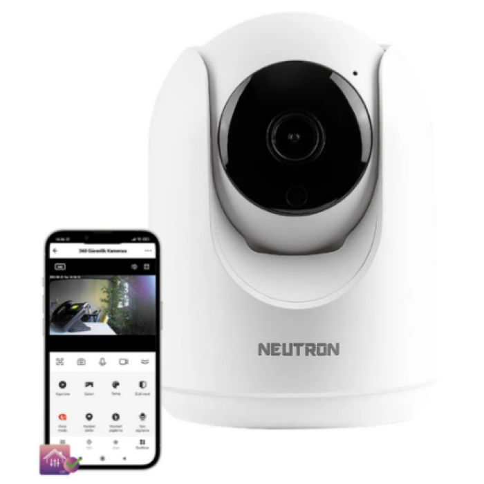 NEUTRON 360° Derece Dönebilen Kızılötesi Gece Görüşlü Ip Wifi Ev Güvenlik Kamerası Hd 1080p-app Ile Kontrol NTL-IP01