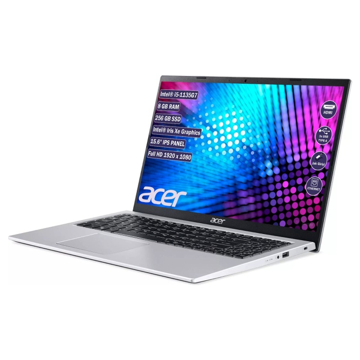 Acer Aspire3 Core i5-1135G7 8GB 256GB SSD 15,6 FHD NX.ADDEY.004 A315-58  (Acer Türkiye Garantili)