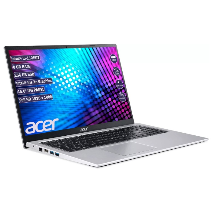 Acer Aspire3 Core i5-1135G7 8GB 256GB SSD 15,6 FHD NX.ADDEY.004 A315-58  (Acer Türkiye Garantili)