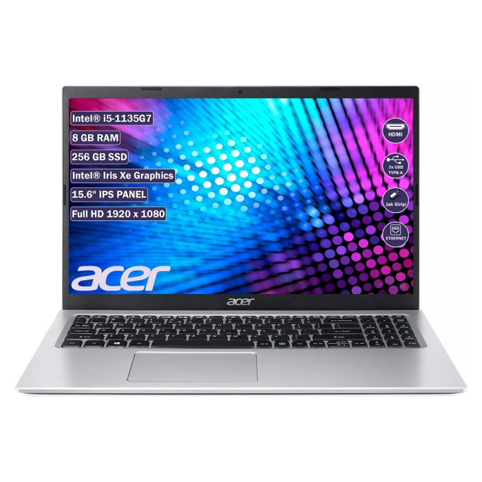 Acer Aspire3 Core i5-1135G7 8GB 256GB SSD 15,6 FHD NX.ADDEY.004 A315-58  (Acer Türkiye Garantili)