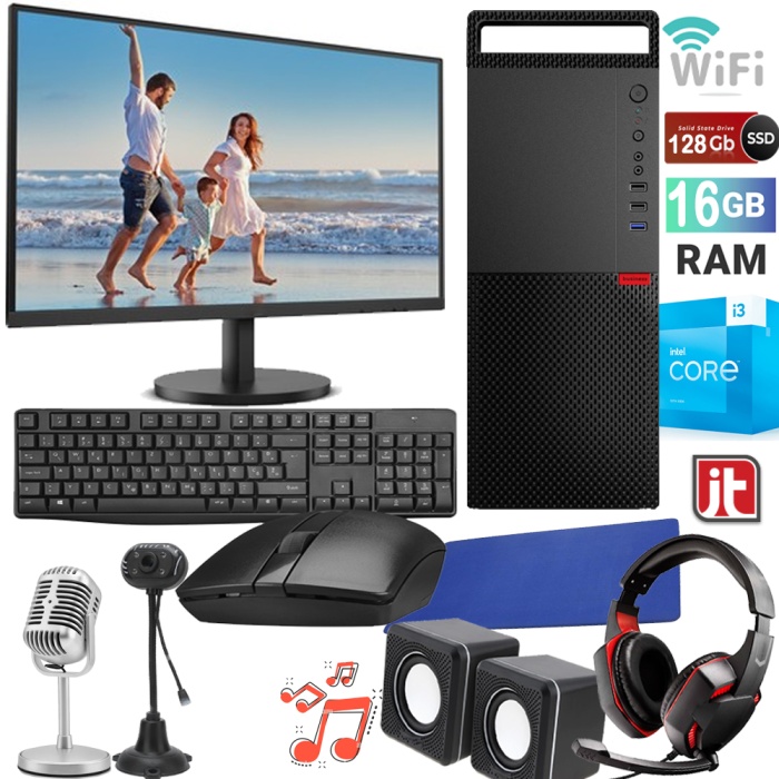 J-TECH R248 i3 2100 16GB RAM 128GB SSD 22 LED FHD Wi-Fi Masaüstü Bilgisayar