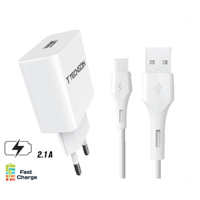 Techson T-08 2.1A Fast Hızlı Quick Charge Type-C Kablolu Şarj Seti