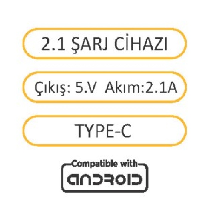 Techson T-08 2.1A Fast Hızlı Quick Charge Type-C Kablolu Şarj Seti