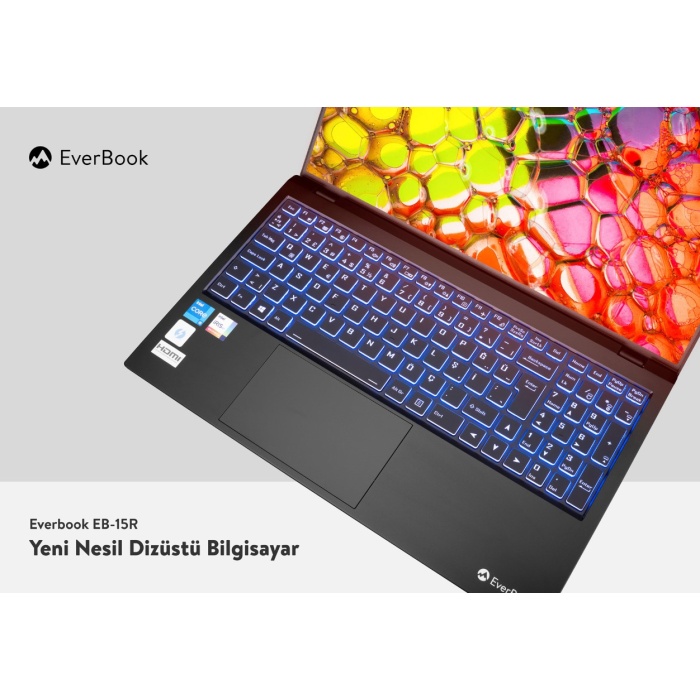 Everest Everbook Core i5 1135G7 8GB RAM 500GB NVME M.2 SSD 15.6 iPS Usb 3.2 RGB Klavye Laptop WİN10 HOME