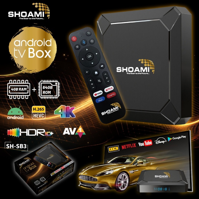 Shoami SH-SB3 4K 4GB/64GB Mediabox Sesli Komut Kumanda Android HD TV Box MyBox Netflix Youtube
