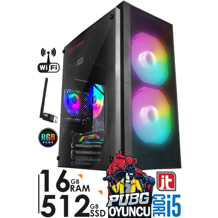 J-TECH G396 i5 2400 3.40GHz 16GB RAM 512GB SSD 4GB DDR5 R7240 E.KARTI 24 CURVED Oyuncu Bilgisayarı
