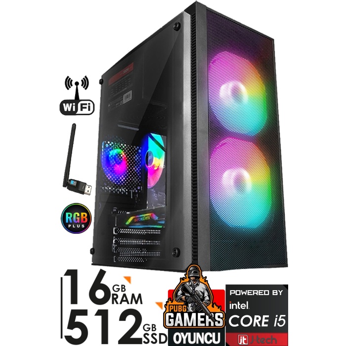 J-TECH G395 i5 2400 3.40GHz 16GB RAM 512GB SSD 4GB DDR5 R7240 E.KARTI Oyuncu Bilgisayar Kasası