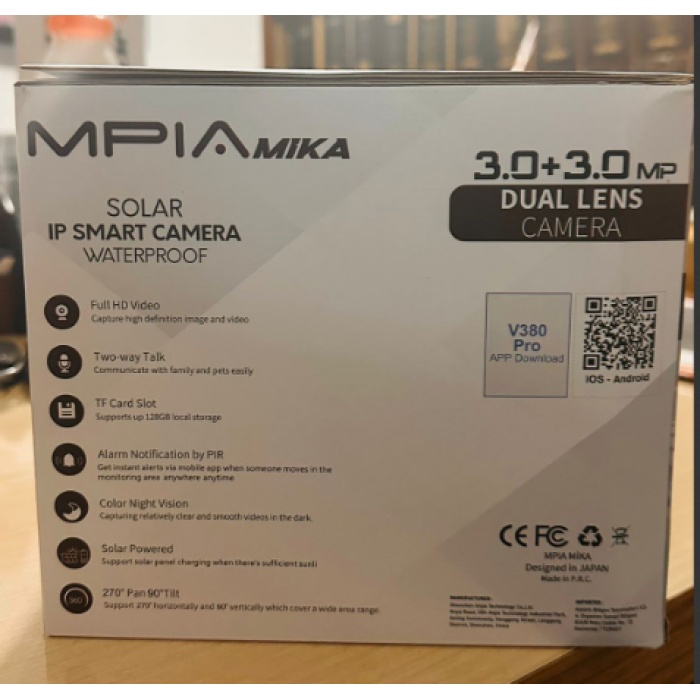MPIA MIKA-4G 3+3MP 4K 4G Sim Kartlı Güneş Panel Dual Lens Solar 12000mAH Alarmlı Mikrofon 360 PTZ Türkçe Uygulama Güvenlik Kamera