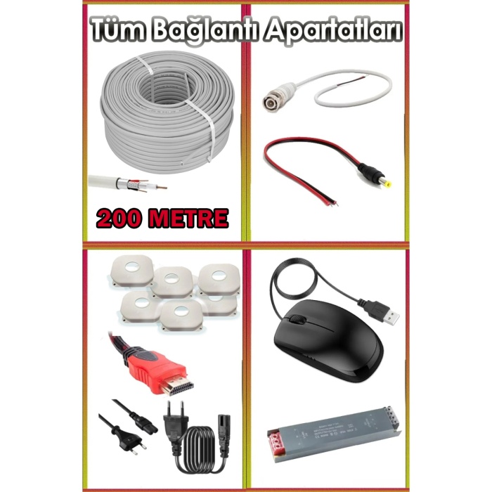 8 Kameralı IP Set 1TB 3060- 5MP Sony Lensli HD Gece Renkli Güvenlik Kamerası Sistemi -Cepten izle