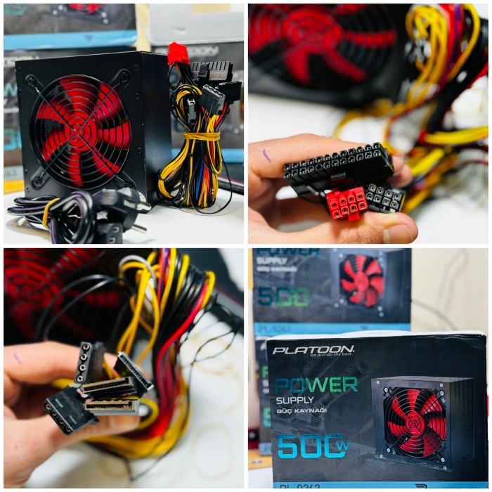 Platoon PL-9261 500W Gaming Pc Power Supply 12cm Geniş Fan Güç Kaynağı