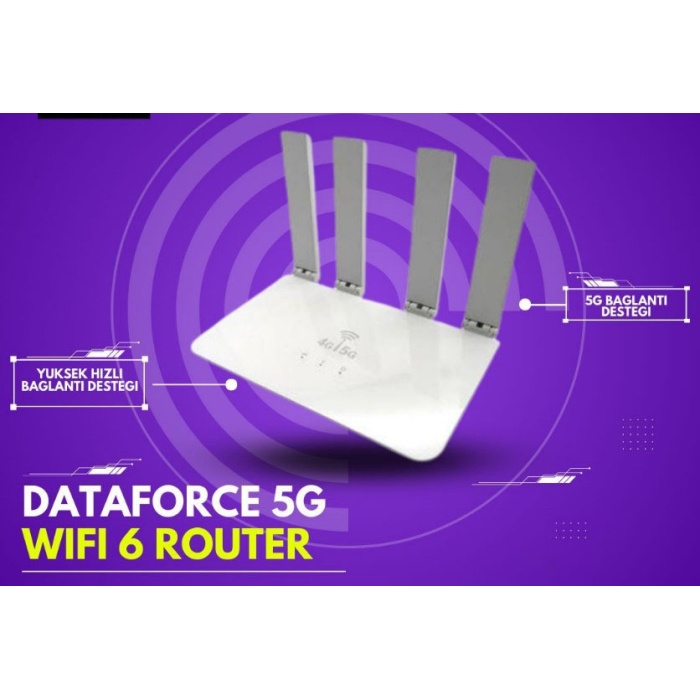DataForce 4G 5G Sim Kartlı 4 Anten 1 PORT RJ45 Taşınabilir Router Wifi 6 Modem Cpf906