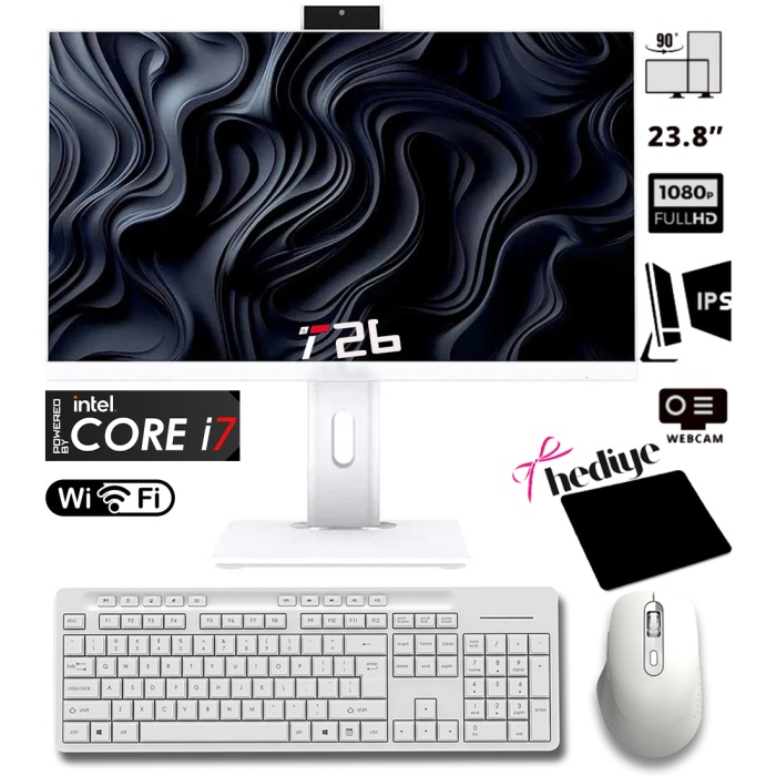 T26 i7-2600 16GB RAM 512GB SSD 24 Pivot Webcam WiFi All in One Bilgisayar