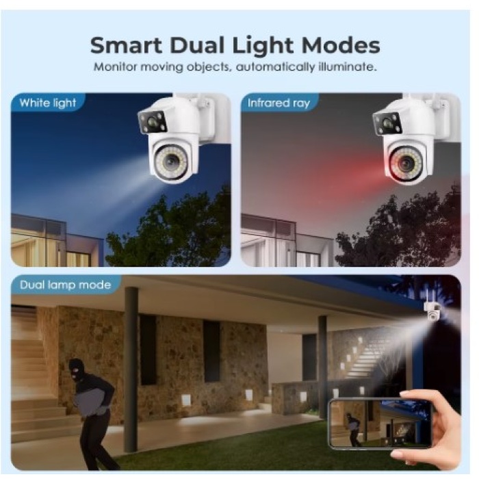 O-KAM PRO APP WSP-345 4MP Çift Kamera PTZ Kablosuz Wifi IP Sesli Kamera