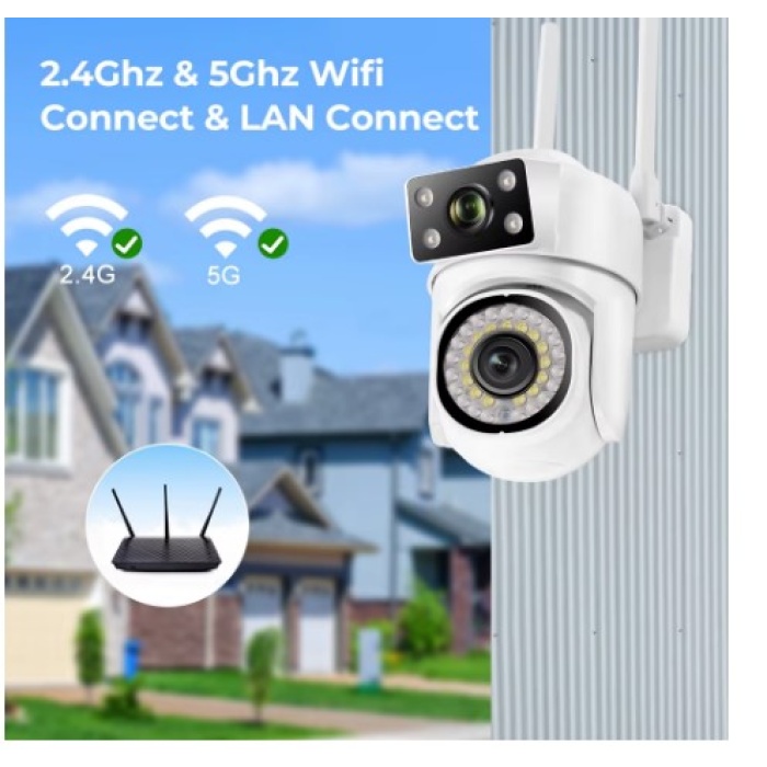 O-KAM PRO APP WSP-345 4MP Çift Kamera PTZ Kablosuz Wifi IP Sesli Kamera