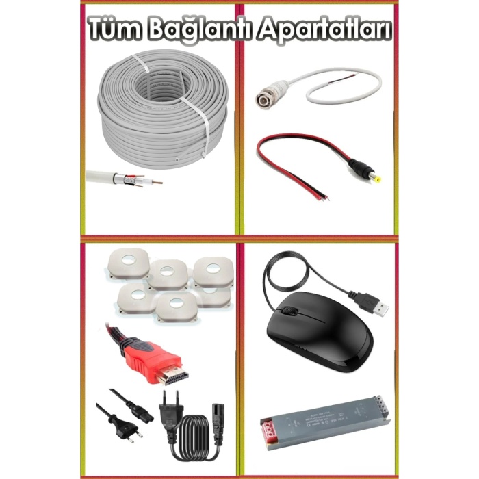 8 Kameralı AHD Set 500GB 3060- 5MP Sony Lensli HD Gece Renkli Güvenlik Kamerası Sistemi -Cepten izle