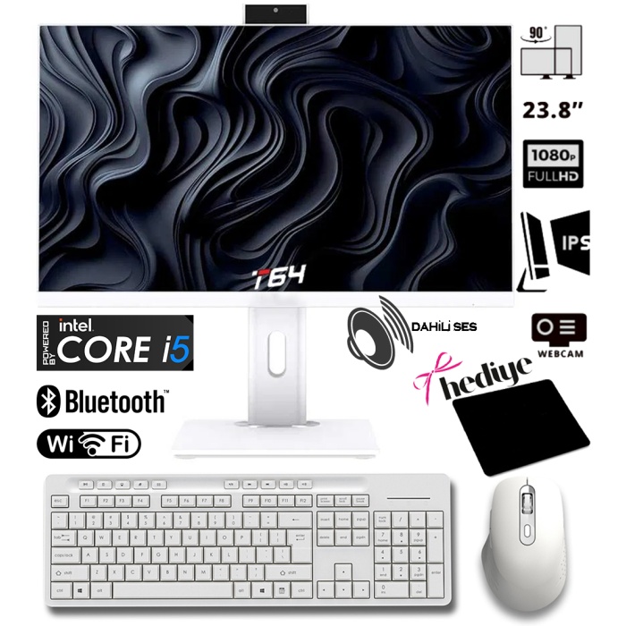 T64 i5-6500 16GB RAM 256GB SSD 24 Pivot Webcam Bluetooth - WiFi All in One Bilgisayar