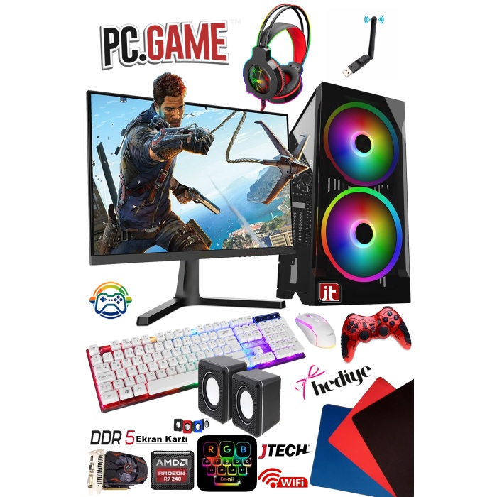 J-TECH Fury i5-2300 3.10GHz 16GB RAM 256GB SSD 4GB DDR5 R7 EKRAN KARTI 19 FHD Oyuncu Bilgisayarı