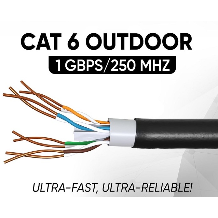 ESU Outdoor 300 Metre 4x2x23 AWG 0,58MM CAT6 FTP Dış Ortam Network İnternet Kablosu