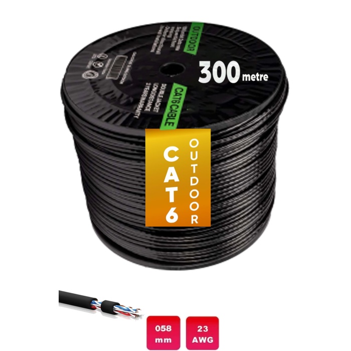 ESU Outdoor 300 Metre 4x2x23 AWG 0,58MM CAT6 FTP Dış Ortam Network İnternet Kablosu