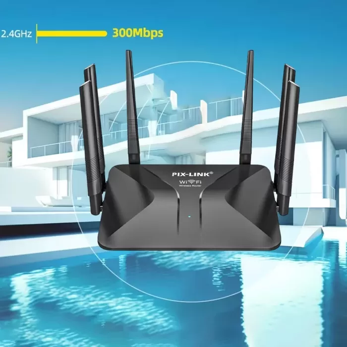 PiX-LiNK LV-WR50Q 300Mbps 6 Anten Wireless-N Wireless Internet Ap Home WiFi Router