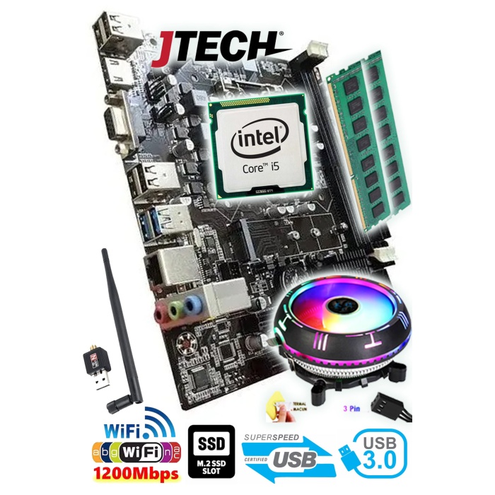 B34 i5-3470 3.60GHz 16GB RAM H61 1200Mbps WiFi CPU Fan Bundle Anakart Komple SET