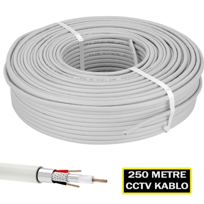 250 Metre C250 2+1 CCTV Lüx Folyolu AHD Kamera Kablo